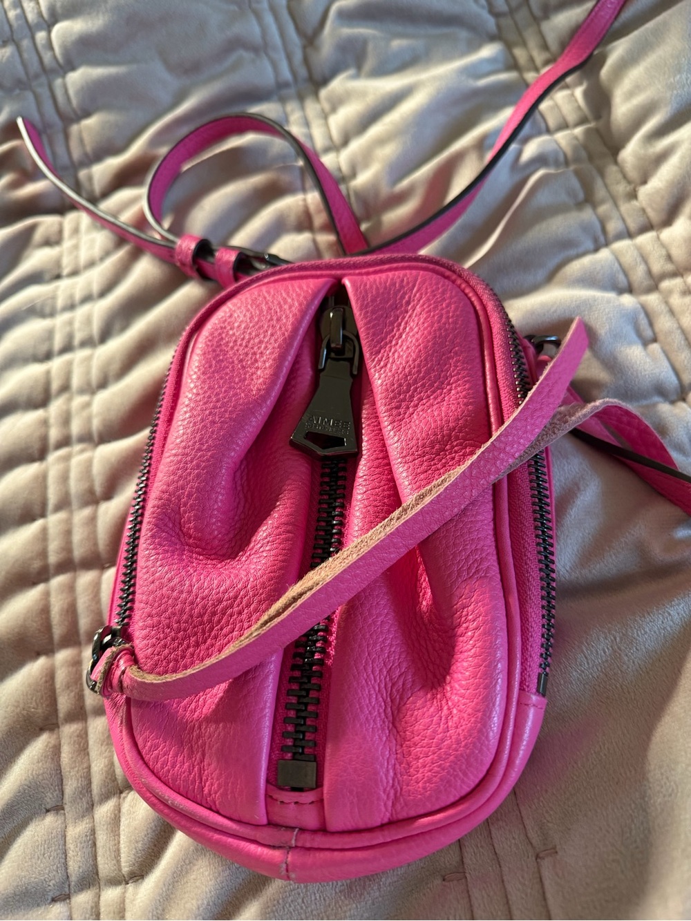 Aimee Kestenberg Tamitha Leather Phone Crossbody Hot Pink/Gunmetal Hardware